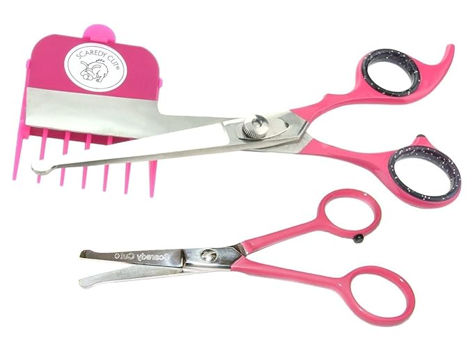 SCAREDY CUT NO Buzz Dog Clippers, Tiny Trim Safety Scissor. A Silent Low Noise Pet Grooming Clipper, Right Handed Pink