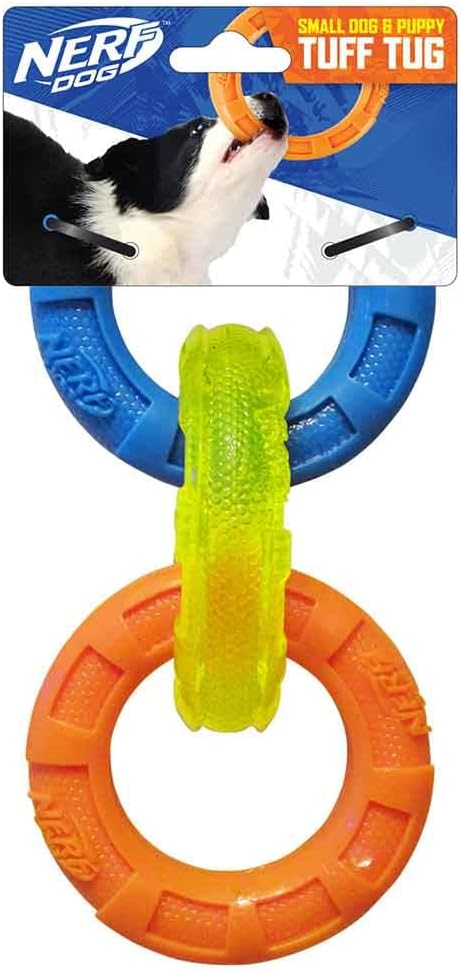 Nerf Dog Three Toy Gift Set: 3-Ring Tug, Squeak Bone, and Tire Flyer Gift Set