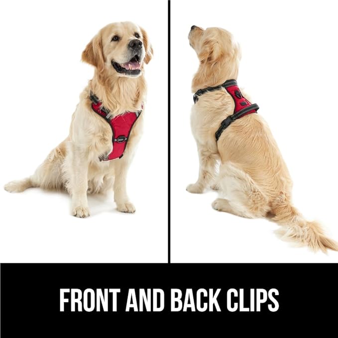 Gorilla Grip No Pull Comfortable Durable Dog Harness with Handle, Pet Leash Clips on Chest or Back for Walking, Padded Mesh Pets Vest, Adjustable Reflective Straps, Puppy Training, Red