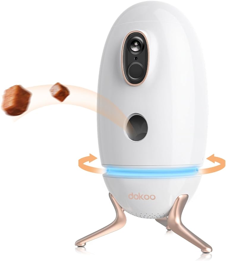 Dog Camera Treat Dispenser, 330° View Dog Cam Pet Security Camera, 2K/4MP HD with Night Vision, Support 2.4 &5 GHz Wi-Fi, 2-Way Audio, Indicator Light, Free Cloud Storage, No Monthly Fee
