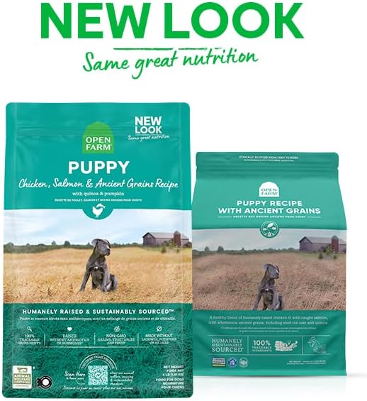 Open Farm Ancient Grains Dry Dog Food, Humanely Raised Meat Recipe with Wholesome Grains and No Artificial Flavors or Preservatives (Puppy Ancient Grain, 4 Pound (Pack of 1))