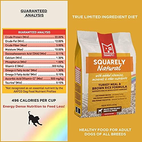 Squarely Natural Turkey Meal & Brown Rice Dry Dog Food 4.4lbs