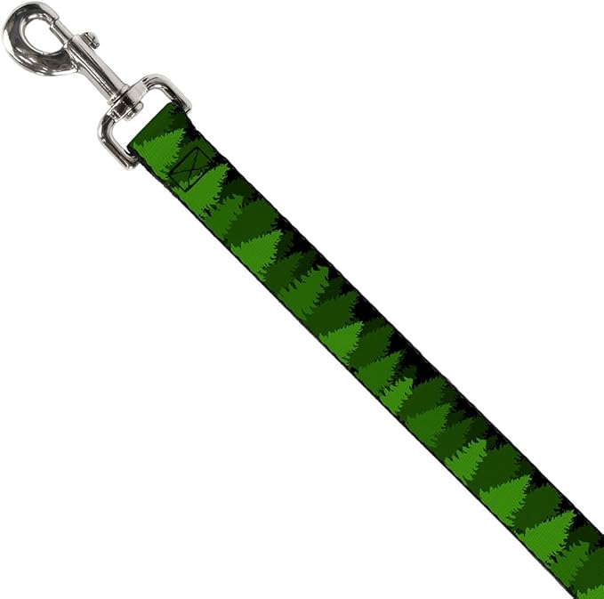 Dog Leash Pine Tree Silhouettes Black Greens 4 Feet Long 0.5 Inch Wide