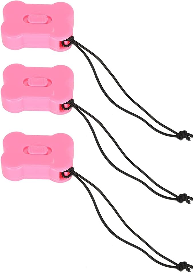 3Pcs Pink Bone Shape Dog Training Clicker, 3 level Volume Adjustment Pet Training Clickers with Wrist Strap for Dogs Cats Birds, Durable and Lightweight
