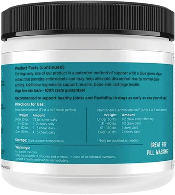 Hip + Joint Supplement with Glucosamine, MSM, Omega 3s, and Turmeric, Normal Inflammatory Response, Antioxidants, Made in USA, For Dogs , 75 ct