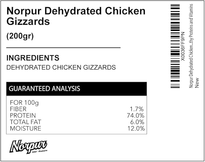 Dehydrated Chicken Gizzards for Dogs, 200g Bag, Natural Oven Baked Pet Treats, Fresh and Delicious Training and Behavior Rewards, Healthy Proteins and Vitamins