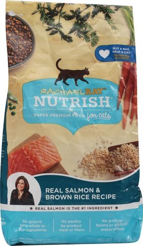 Rachael Ray Nutrish Premium Natural Dry Cat Food with Added Vitamins, Minerals & Other Nutrients, Real Salmon & Brown Rice Recipe, 3 Pound Bag