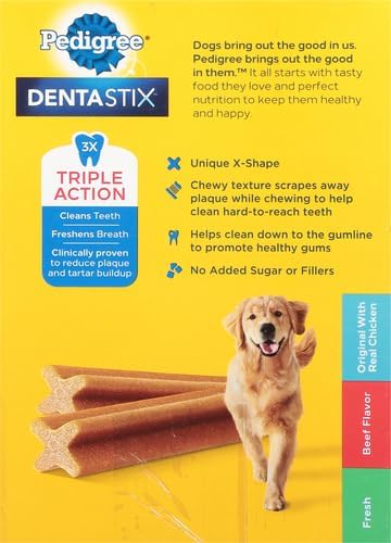 PEDIGREE DENTASTIX Large Dog Dental Care Treats Original, Beef & Fresh Variety Pack, 2.73 lb.Pack (51 Treats)