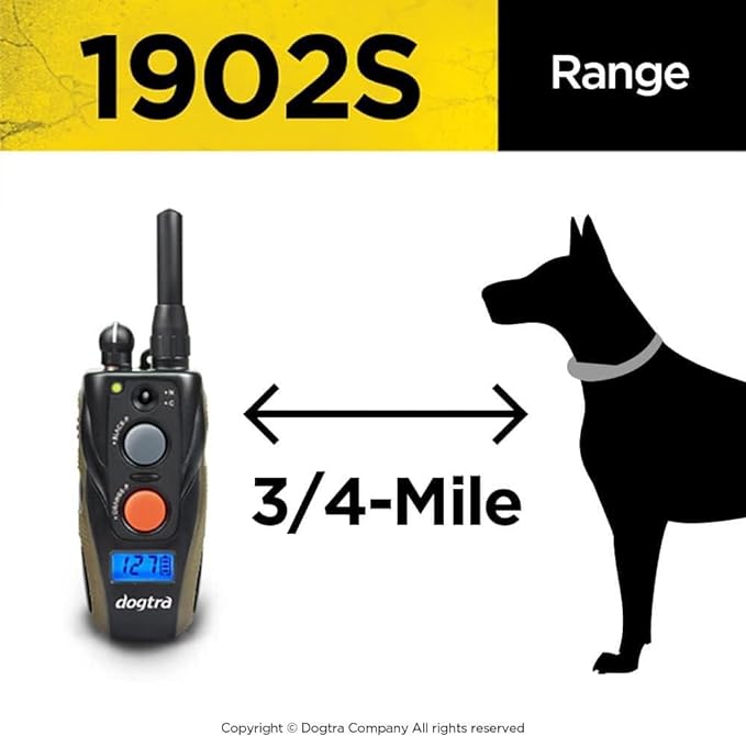 Dogtra 1902S Ergonomic 3/4-Mile IPX9K Waterproof High-Output 2-Dog Remote Dog Training E-Collar