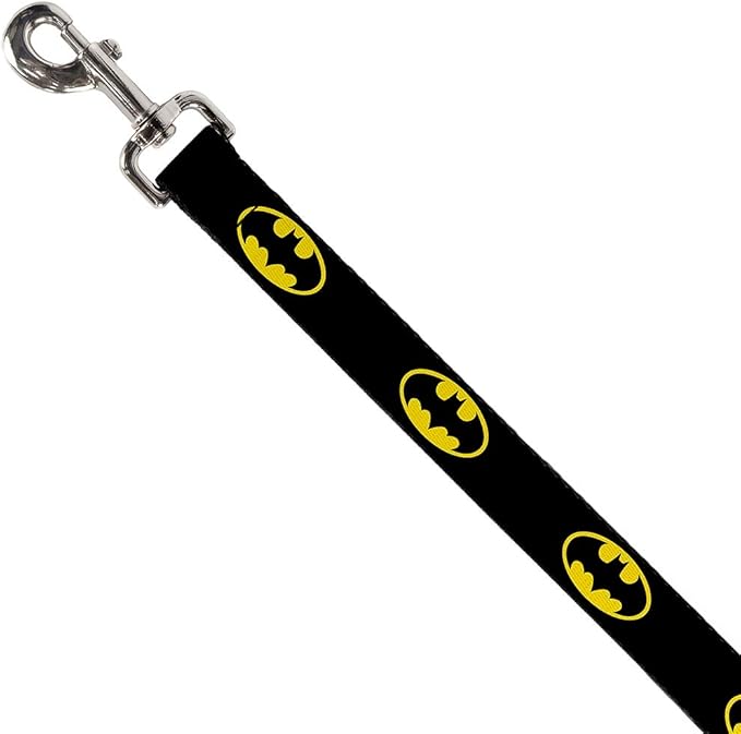 Buckle-Down Pet Leash - Batman Shield Black/Yellow - 4 Feet Long - 1" Wide
