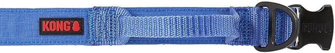 KONG Ultra Durable Padded Comfort Handle Dog Collar (Large, Blue)