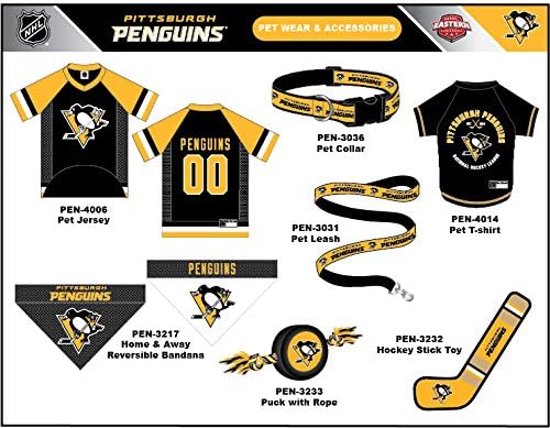 Pets First NHL Pittsburgh Penguins Tee Shirt for Dogs & Cats, Large. - are You A Hockey Fan? Let Your Pet Be an NHL Fan Too!