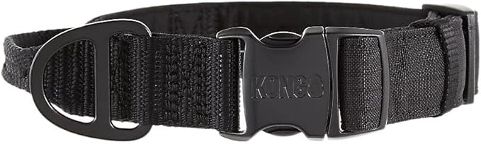 KONG Ultra Durable Padded Comfort Handle Dog Collar (Large, Black)