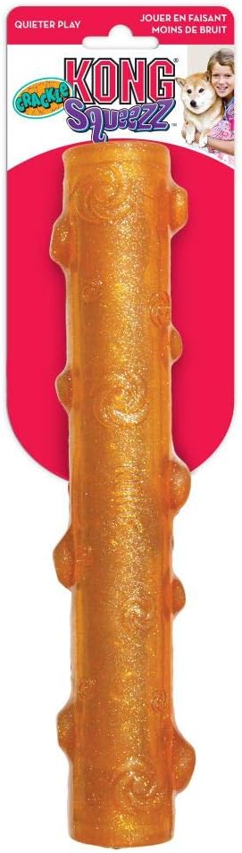 KONG - Squeezz Crackle Stick - Strong Indoor/Outdoor Dog Toy (Assorted Colors) - For Medium Dogs