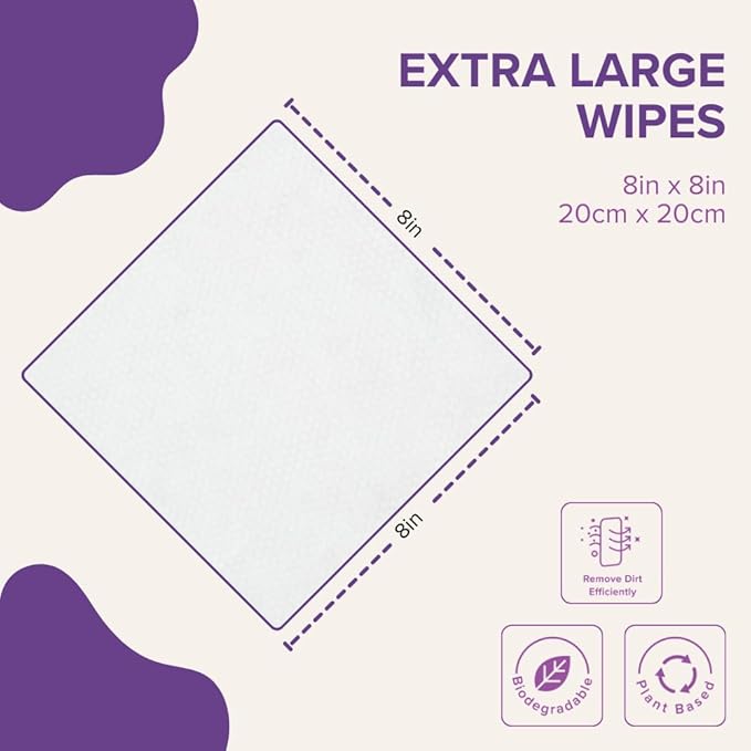 Stink! Plant Based Pet Wipes - Biodegradable - Dirt and Odor Control - Grooming Wipes for Easy Cleaning on Paws Body and Bum - Lavender Scented - 8" x 8" - 400 Count