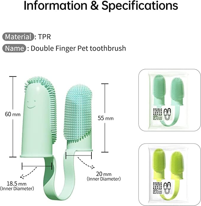 10 Pack Dog Finger Toothbrush Dog Teeth Cleaning Brush 2-Finger Dog Tooth Brushing Kit Dog Cat Toothbrush with Bristles Puppy Dental Care Toothbrush for Small Medium Dog Cat Pet