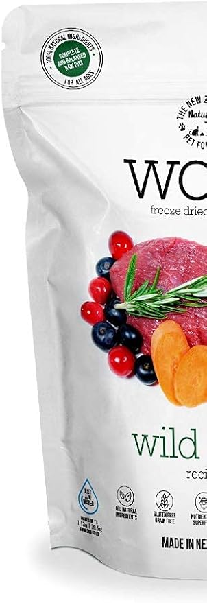 WOOF Wild Goat Freeze Dried Raw Dog Food, Mixer, or Topper, or Treat - High Protein, Natural, Limited Ingredient Recipe 9.9oz