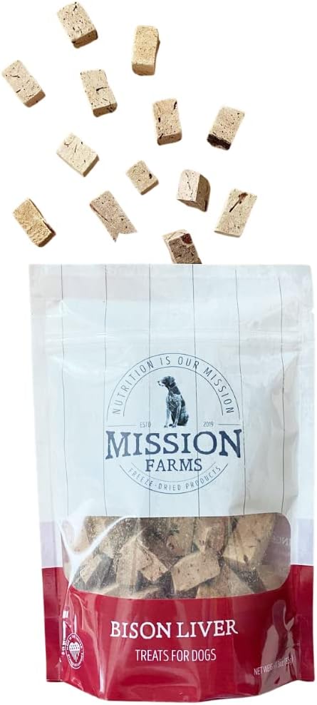 Mission Farms Freeze-Dried Raw Bison Liver Dog Treats, 3oz Bag