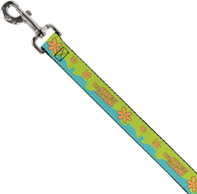Dog Leash Scooby Doo The Mystery Machine Paint Job Green Aqua Orange 4 Feet Long 1.0 Inch Wide