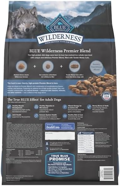 Blue Buffalo Blue Wilderness Premier Blend with Meaty Cuts Adult Chicken Dry Dog Food, 13 lbs.