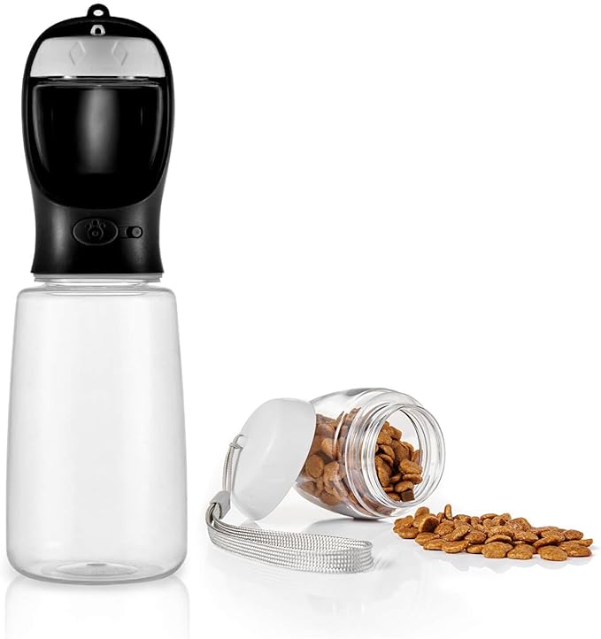 WePet Portable Dog Water Bottle with Food Container, 25 OZ + 6 OZ, Leak Proof Puppy Water Dispenser with Drinking Feeder for Pets Outdoor Walking, Hiking, Travel, Food Grade Plastic