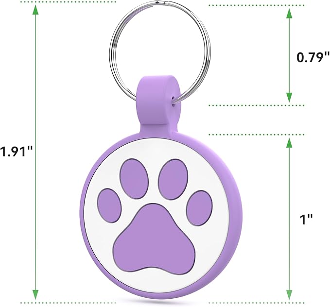 QR Code Tag, Modifiable Online Profile Page, Multiple Emergency Contact, Silent Silicone Cat Tag, Lightweight, No Jinging, Collar Accessories, Personalized Cat Tag (Small Breeds - 1", Purple)
