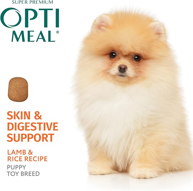 OPtimeal Puppy Dog Food - Proudly Ukrainian - Delicious Puppy Food Dry Recipe with Skin and Digestive Support for Small and Toy Breed Puppies (3.3 Pound (Pack of 1), Lamb & Rice)