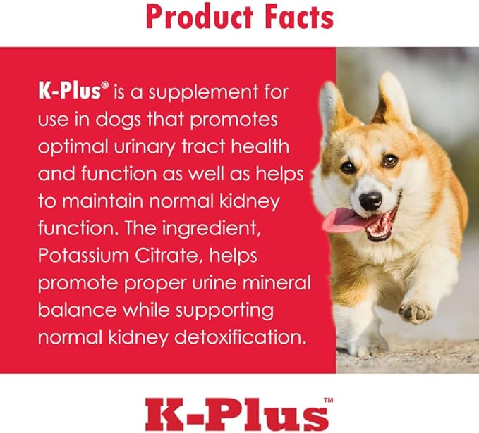 K-Plus Potassium Citrate Plus Cranberry Granules for Dogs and Cats - Veterinarian Approved UTI Remedy Granules - Supports Bladder Health - 60 Doses