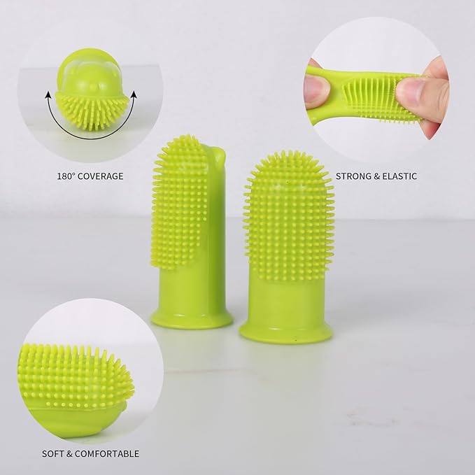 4Pack Dog Tooth Brushing Kit, Dog toothbrush for Pets, Puppy & Cat Dental Care for Teeth Cleaning