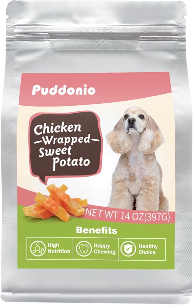 Dog Treats, Chicken Wrapped Sweet Potato Jerky Treats, Rawhide Free Soft Training Snacks for Puppy and Small Dogs, 14 oz