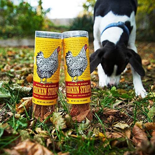 Polkadog Chicken Strip Jerky Dog & Cat Treat - Handmade, Single-Ingredient, Grain Free, USA Farm-Raised Chicken - Dog Jerky Treat - Made in USA, 4oz