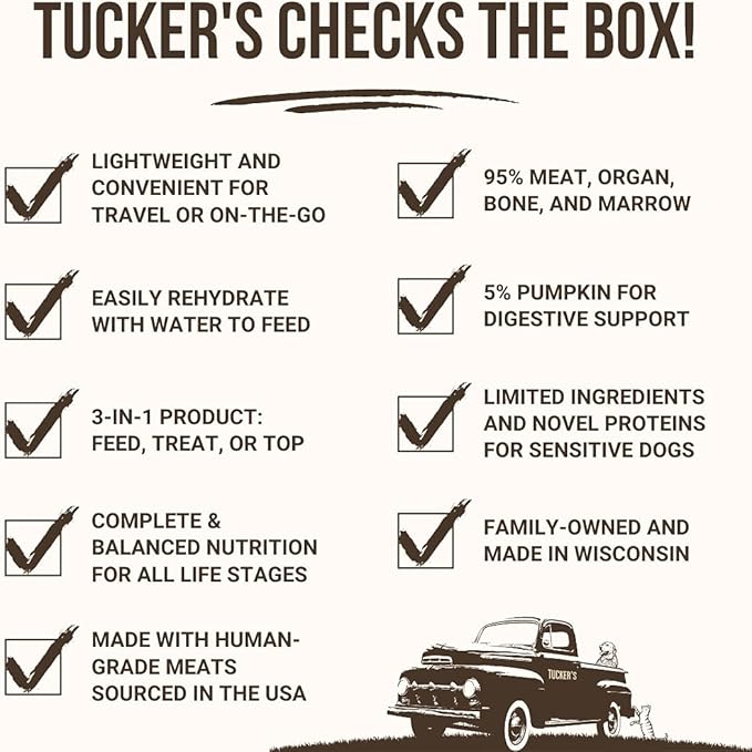 Tucker's Raw Frozen Freeze Dried Raw Dog Food, Pork, Lamb & Pumpkin Formula 14oz