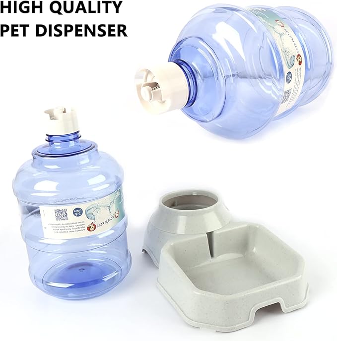 Automatic Dog Cat Water Dispenser,Gravity Multi Pet Drinking Fountain,Set with Pet Bowl for Medium Dog Puppy Kitten, 1 Gallon/ 3.8L Capacity (Waterer)