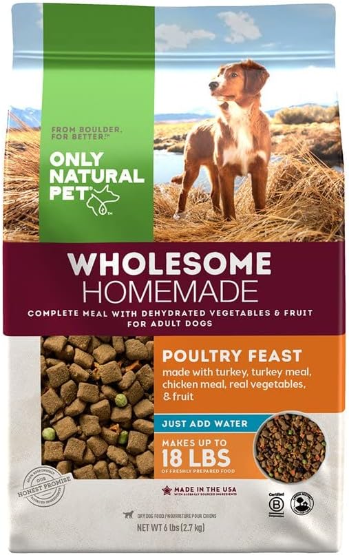 Only Natural Pet Wholesome Homemade Poultry Feast Dehydrated Dog Food - 6 b (Makes 18lbs of Wet Food)