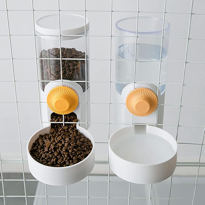 40oz Hanging Automatic Pet Food Water Dispenser, Auto Gravity Pet Feeder and Waterer Set, Cage Cat Food Bowl Dog Feeding Station for Puppy and Kitten Rabbit Chinchilla Hedgehog Ferret …