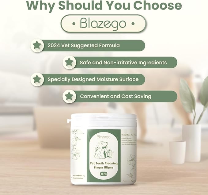 Dental Wipes for Dogs Teeth, Dog Teeth Cleaning Wipes, Dog Dental Care Wipes, Pet Dental Finger Wipes, Dog Toothpaste and brush, Cat Toothbrush, Reduce Plaque and Tartar, Freshen Breath,50 Counts