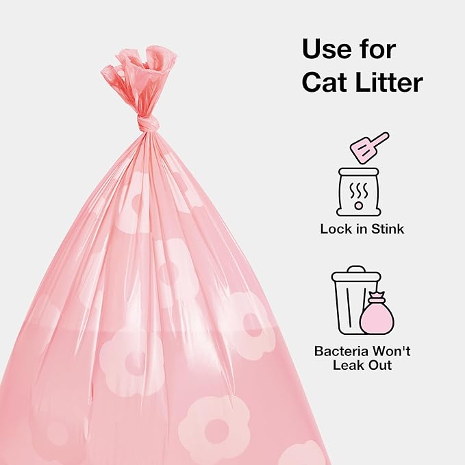 VETRESKA Dog Poop Bags with Dispenser, Lavender Scented, Guranteed Leak Proof and Extra Thick Pet Waste Bags for Walking Dog and Cats Litter, 1 Count Bag Holder and 105 Count Bags (7 Refill Rolls)Pink