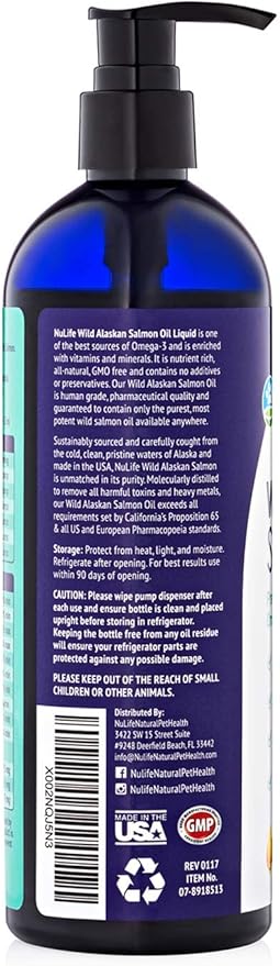 Liquid Fish Oil for Dogs with Omega 3, 6 & 9 Fatty Acids, Wild Caught from Iceland, Skin and Coat Supplement for Shedding, Itchy Skin, Allergies, Brain and Heart Health, Rich in EPA + DHA - 12 oz