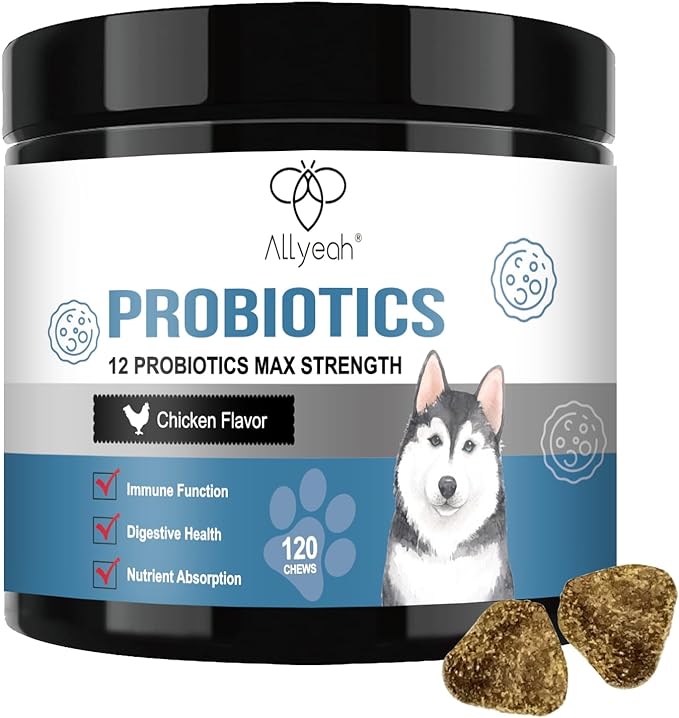 Probiotics for Dogs, Dog Probiotics for Yeast Infection, Itchy Skin and Itchy Ears, Gut Health for Dogs Pet Probiotics Chews Diarrhea Treatment Enzymes treats Digestive Health Stomach Relief