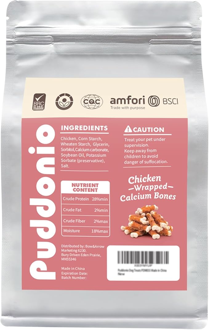 Dog Treats, 2.3 Inch Chicken Wrapped Calcium Bones, Rawhide Free Dog Chews Natural and Chewy Dog Treats, Dog Training Snacks for Small Dogs, 9.9 oz
