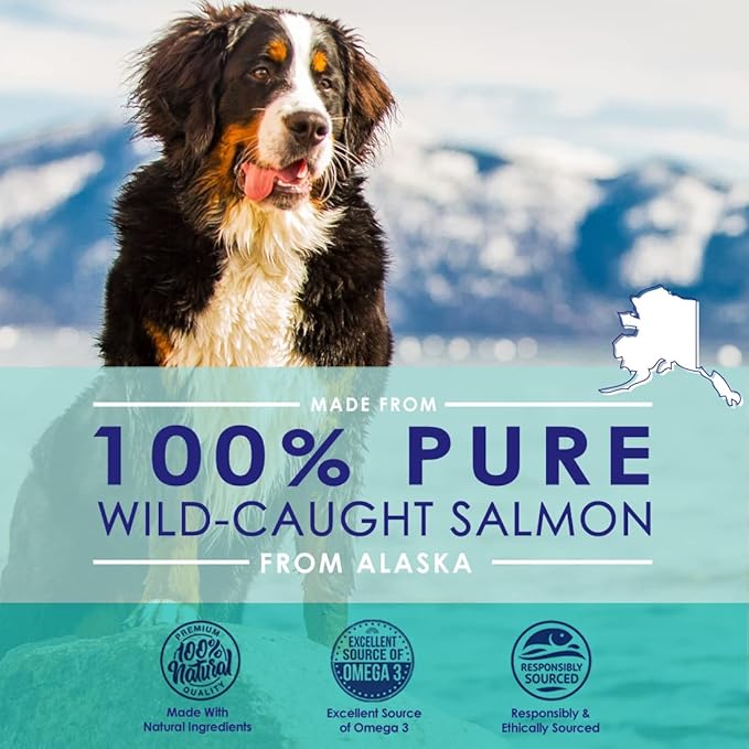 100% Pure Wild Alaskan Salmon Oil for Dogs, Omega 3 Dog Fish Oil Liquid, Skin and Coat Supplement for Shedding, Dry Itchy Skin and Allergies, All Natural EPA + DHA Fatty Acids, 32 oz Pump Bottle