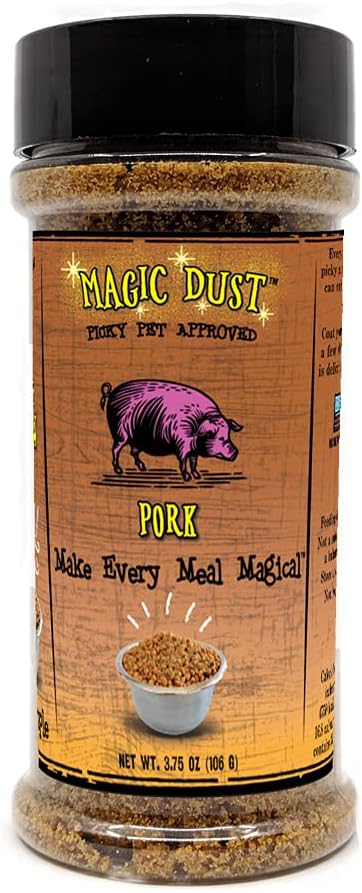 Wild Meadow Farms - Magic Dust Pork Jerky Topper, Single Protein Pet Food Topper for Dogs & Cats, Enhance Flavor & Elevate Mealtime Excitement for Picky Eaters - 3.5 Ounce Bottle in Pork Flavor