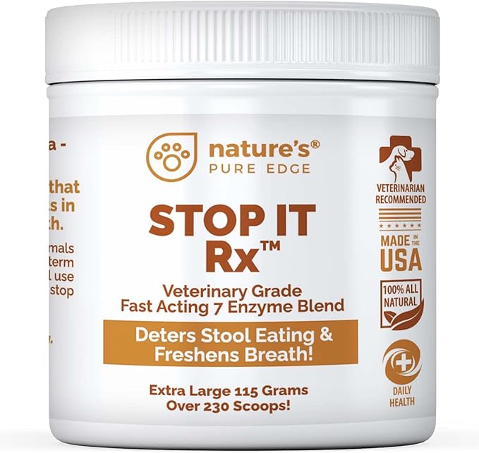 Nature's Pure Edge No Poop Eating for Dogs. Coprophagia Treatment. Digestive Enzyme with Breath Freshener. Stop Eating Poop for Dogs, Stool Eating Deterrent. Extra Large 230 scoops in each jar.