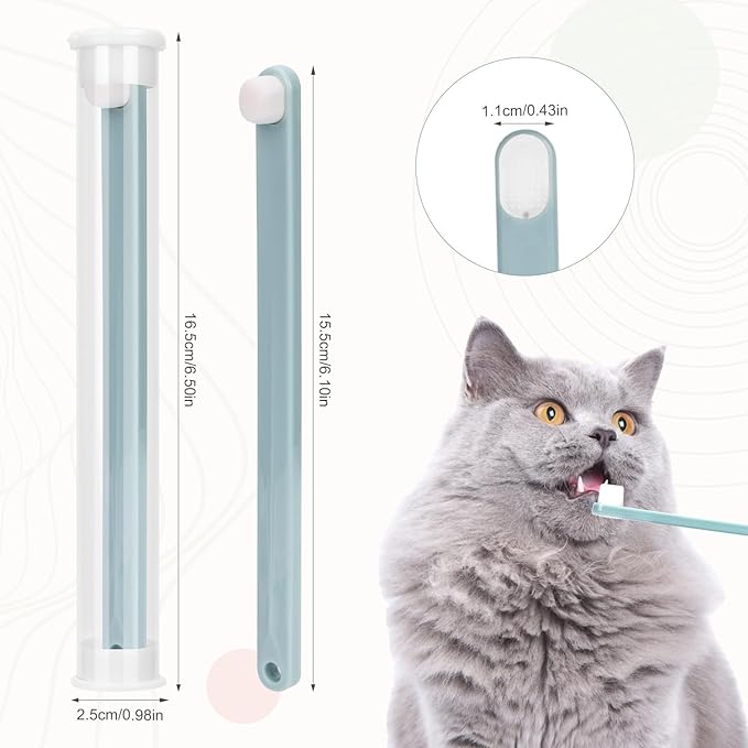 4pcs Toothbrushes for Pets, Dual Sided Cats & Dogs Toothbrushes with 4 Toothbrush Protection Tube Soft Kitten Teeth Cleaning Brush, Reduces Bad Breath & Keeps Dental Healthy