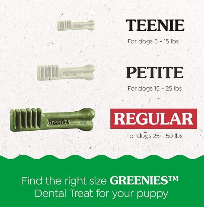 Greenies Puppy Regular Size Natural Dental Dog Treats, 12 oz. Pack (12 Treats)