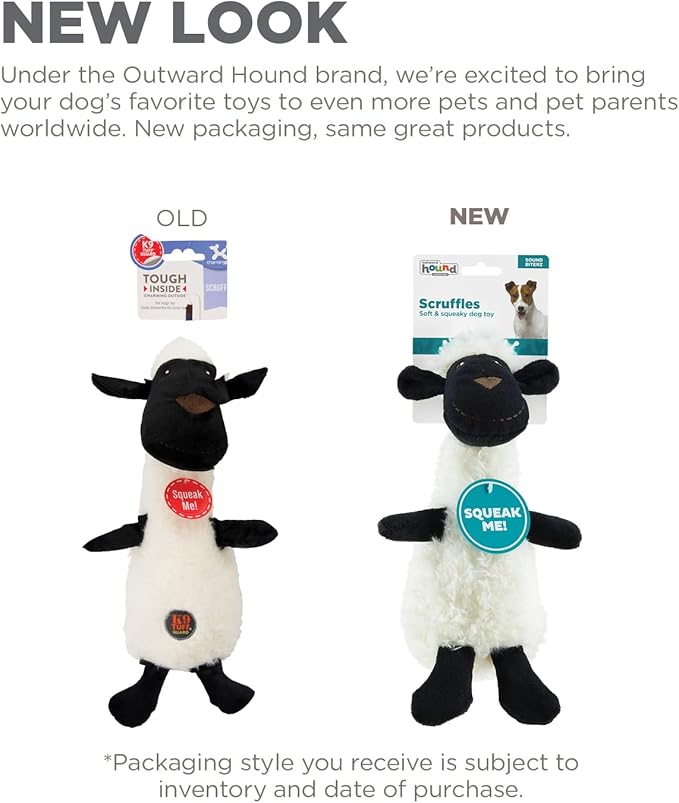 Outward Hound Scruffles Lamb Plush Squeaky Dog Toy, Small