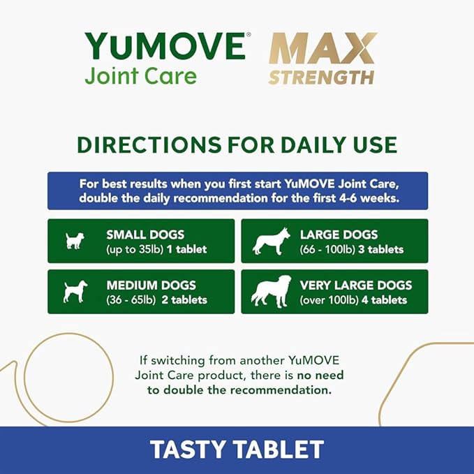 Dog Joint Supplement for Seniors, Maximum Strength Joint Supplement for Older, Stiff Dogs with Glucosamine, Chondroitin, Green Lipped Mussel, Ages 9+, 120 Tablets