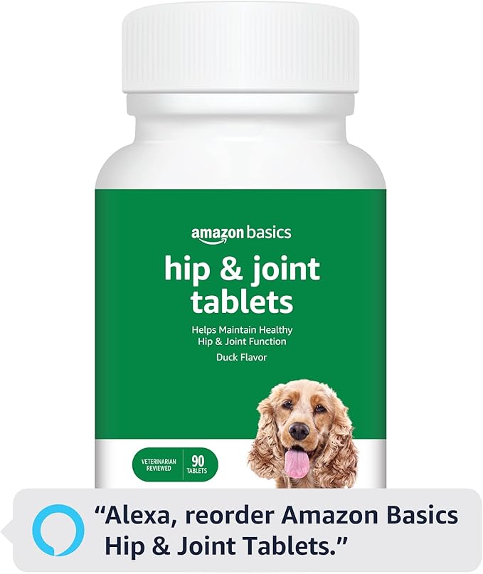 Amazon Basics Dog Hip & Joint Chewable Tablets, Duck Flavored, 90 Count (Previously Solimo)
