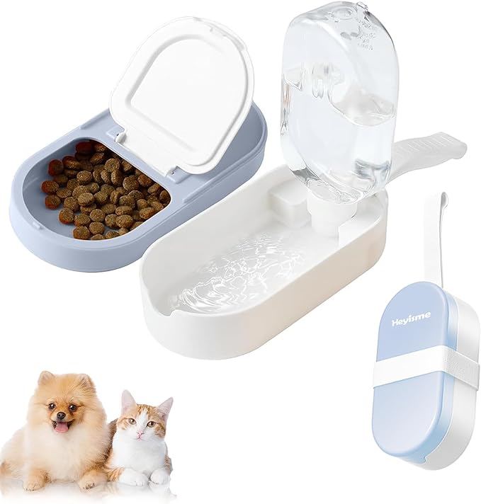 Dog Water Bottle, Dog Bowl 2-in-1, Food Container Large Enough for Dog Treats, Steak, Sticks, Bars, Portable Pet Water Dispenser for Hiking, Travel, Cat Bowls and Pet Water Bottle (blue)