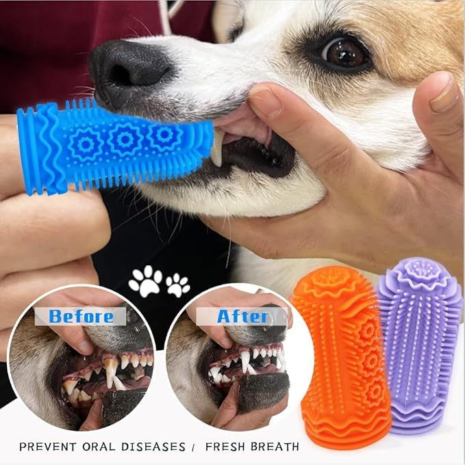 Dog Toothbrush,Dog Tooth Brushing Kit,Dog Finger Toothbrush for Dog Teet Cleaning Dental Cares,6 Pcs